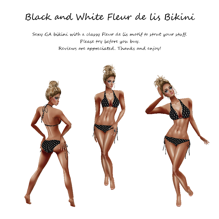 Black and White Fleur de lis Bikini photo Black and White bikini .png
