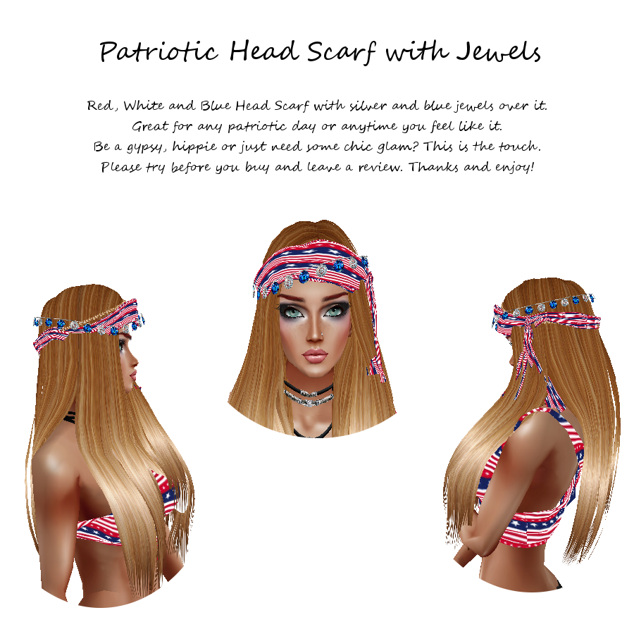 Patriotic Head Scarf with Jewels photo Patriotic Head Scarf.png
