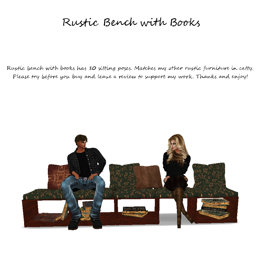Rustic Bench with Books photo Rustic Bench with Books.png