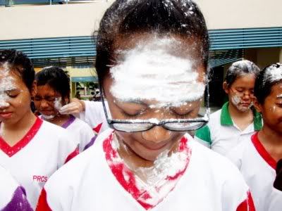 Flour attack.