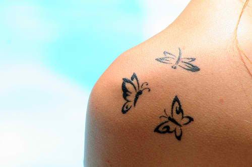 tattoo on girls shoulder. butterfly-shoulder-womens-