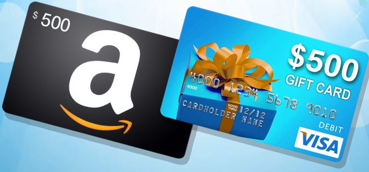 VISA and Amazon gift cards
