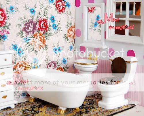 12 Dollhouse Miniature White Bathroom Toilet Mirror Set 4PCS  