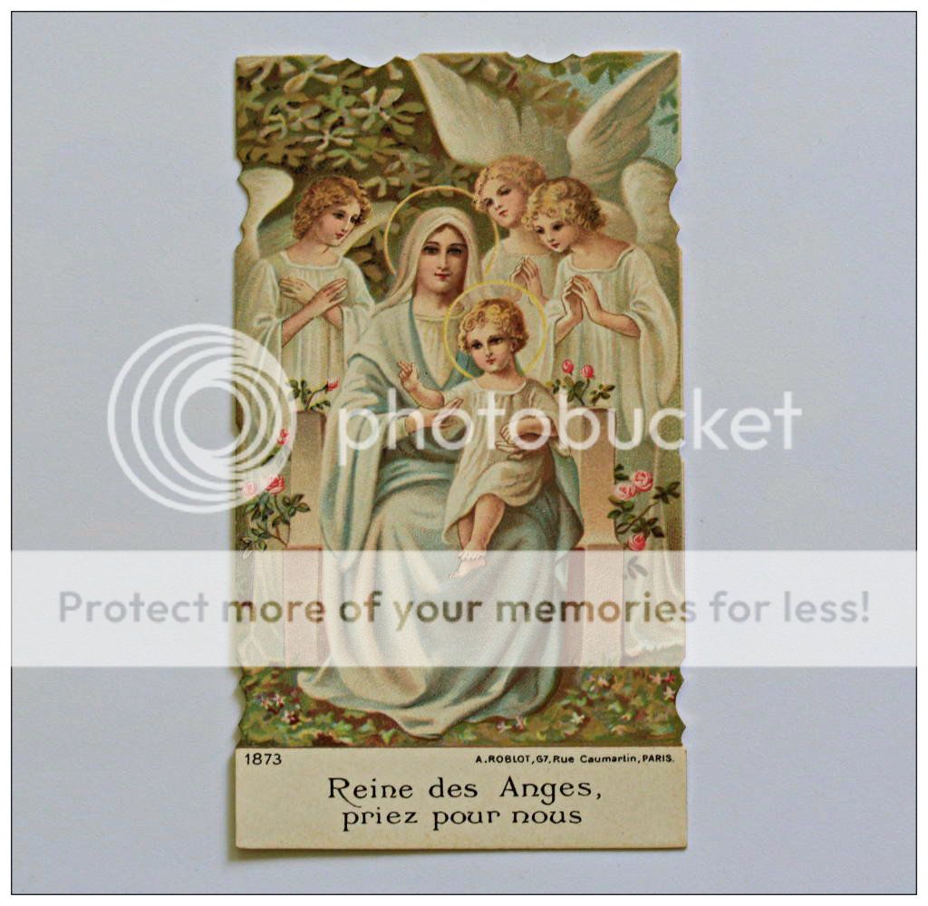 Vintage French Die Cut Holy Card Mary QUEEN OF ANGELS, PRAY FOR US | eBay